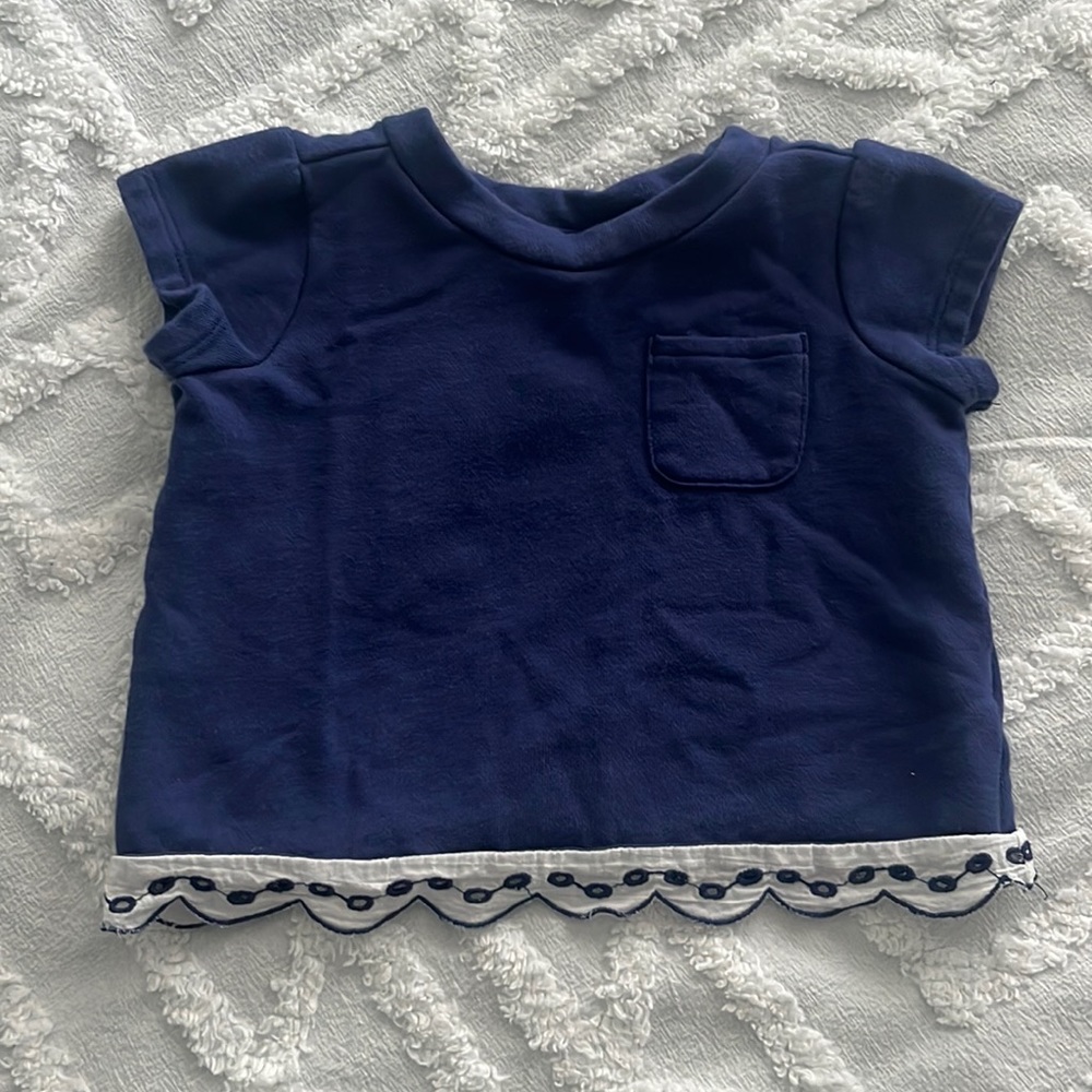 Janie and Jack navy eyelet French terry tee